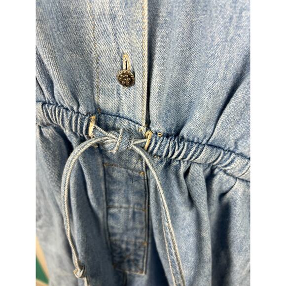 Vintage 90s Denim Short Romper Gloria Vanderbilt Size Large Petite Buttons - Picture 7 of 8